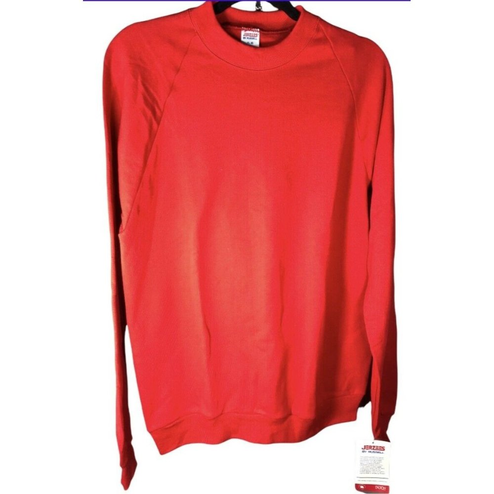 NWT VTG 90’s JERZEES by Russell RED‎ Blank Sweatshirt Crewneck USA Made XL -46